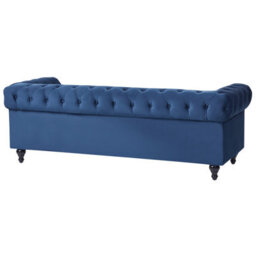 Beliani Living Room Set 4 Seater Chesterfield Velvet Navy Blue - thumbnail 7