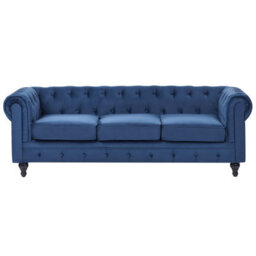 Beliani Living Room Set 4 Seater Chesterfield Velvet Navy Blue - thumbnail 6