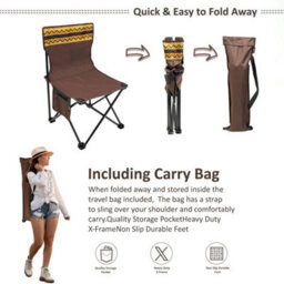 Brown Chair Folding Camping Chairs Lightweight Outdoor Patio Garden Beach Chair Fishing Seat - thumbnail 4