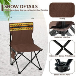 Brown Chair Folding Camping Chairs Lightweight Outdoor Patio Garden Beach Chair Fishing Seat - thumbnail 6
