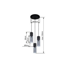 Luminosa Lighting Luminosa Annika Cluster Pendant Ceiling Light Matt Black Smoke Glass Shade 3X E27 - thumbnail 7