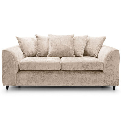 Furnishings For Less UK Monaco Chenille Fabric 3 Seater Sofa  Beige