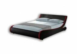Home Detail Galactic Curved Double Bed Frame Sleek Pu Black Faux Leather With Red Trim - thumbnail 2