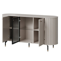 Zante Za3 Cabinet With Glass Shelf Steel Handles And Legs Cashmere With Led Lights - thumbnail 3