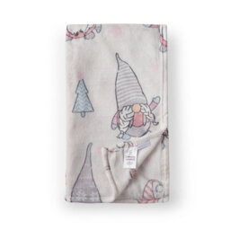 Catherine Lansfield Christmas Gnomes Fleece Cosy Blanket Throw Pink - thumbnail 5