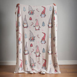 Catherine Lansfield Christmas Gnomes Fleece Cosy Blanket Throw Pink - thumbnail 4