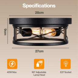 Emitto E27 Adjustable Metal Cage Ceiling Light - thumbnail 6