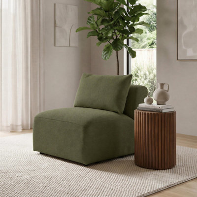 Furniturebox Uk Drift Green Boucle Armless Armchair For Modular Sofa - image 1