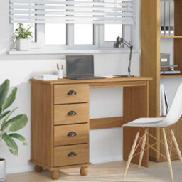 Berkfield Desk 'askim'with Drawers 95X40X75 Cm Solid Wood Pine - thumbnail 4