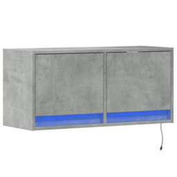 Berkfield Durable Tv Wall Cabinet With Led Lights Concrete Grey 80X31X35 Cm - thumbnail 3