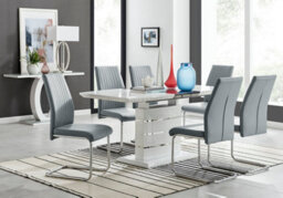 Furniturebox Renato 120Cm High Gloss Extending Dining Table And 6 Grey Lorenzo Chairs - thumbnail 1