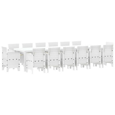 Berkfield Modern Garden Dining Set 15 Pcs White Polt Rattan - image 1