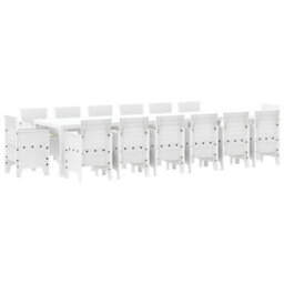 Berkfield Modern Garden Dining Set 15 Pcs White Polt Rattan