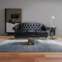 Chesterfield 3 Seater Old English Black Leather Sofa Settee Bespoke In Victoria Style - thumbnail 4