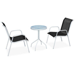 Walplus 3 Piece Bistro Set Steel Black