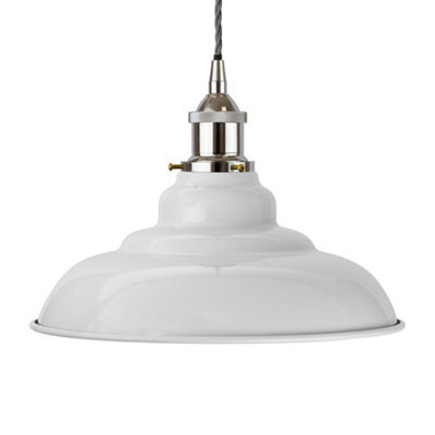 Pale Grey St Edmund's Painted Dome Pendant Light With Nickel Lamp Holder And Grey Twisted Cable - Se Home - image 1