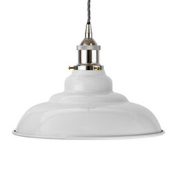Pale Grey St Edmund's Painted Dome Pendant Light With Nickel Lamp Holder And Grey Twisted Cable - Se Home - thumbnail 1