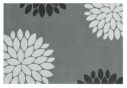 Recylon Grey Floral Heavy Duty Mat, 75Cm X 50Cm - thumbnail 1