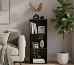 Deenz 3-Compartment Wooden Bookcase Shelving Unit Open Luder Cube Modern Home Freestanding Storage Tier Living Room Oak 80X30X24Cm - thumbnail 2