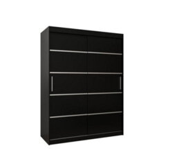 Arte Verona 01 Contemporary 2 Sliding Door Wardrobe 5 Shelves 2 Rails Black Matt (H)2000mm (W)1500mm (D)620mm - thumbnail 1
