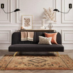 LPD Burlington Black Velvet Sofa Bed - Modern Design With Brushed Gold Finish - thumbnail 6