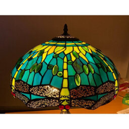 Ceiling Lamp Antique Style Dragonfly 16 Inch Stained Glass Shade Green - thumbnail 6
