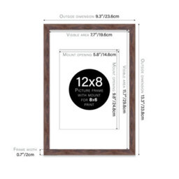 "12X8"" Walnut Frame With Mount For 8X6"" Pictures 20mm Thin Edge Portrait And Landscape Display With Wall Hooks And Kickstand" - thumbnail 2