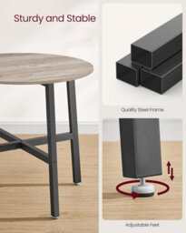 Songmics Round Kitchen Dining Table, Circular Office Table For Living Room, Industrial Design Style, Heather Greige And Ink Black - thumbnail 5