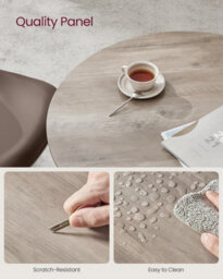 Songmics Round Kitchen Dining Table, Circular Office Table For Living Room, Industrial Design Style, Heather Greige And Ink Black - thumbnail 3