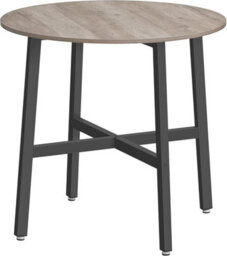 Songmics Round Kitchen Dining Table, Circular Office Table For Living Room, Industrial Design Style, Heather Greige And Ink Black - thumbnail 7