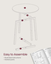 Songmics Round Kitchen Dining Table, Circular Office Table For Living Room, Industrial Design Style, Heather Greige And Ink Black - thumbnail 6