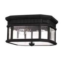 Stylish Outdoor Ip44 2 Bulb Black Led Flush Light For Exterior Use