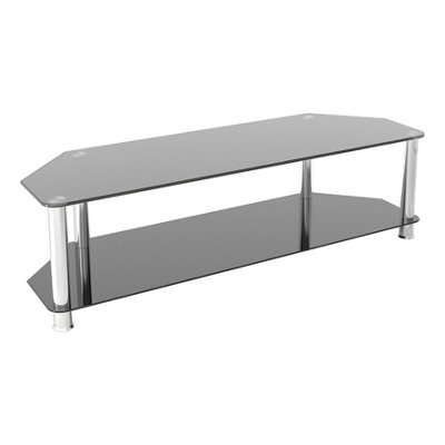 "Avf Classic 1.4M Glass Corner Tv Stand For Tvs Up To 65"" - Black & Chrome" - image 1