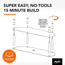 "Avf Classic 1.4M Glass Corner Tv Stand For Tvs Up To 65"" - Black & Chrome" - thumbnail 7