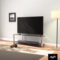 "Avf Classic 1.4M Glass Corner Tv Stand For Tvs Up To 65"" - Black & Chrome" - thumbnail 3