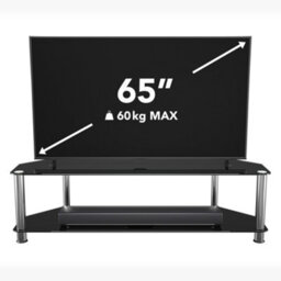"Avf Classic 1.4M Glass Corner Tv Stand For Tvs Up To 65"" - Black & Chrome" - thumbnail 2