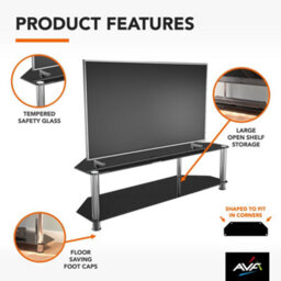 "Avf Classic 1.4M Glass Corner Tv Stand For Tvs Up To 65"" - Black & Chrome" - thumbnail 5