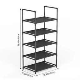 5Tier Metal Shoe Rack Sturdy Steel Shelf Footwear Stand For Small Space Dorm - thumbnail 1