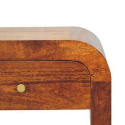 Wyld Haus Kahuku Chestnut Mango Wood Curved Bedside Table With Drawer - thumbnail 5