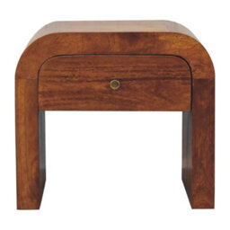 Wyld Haus Kahuku Chestnut Mango Wood Curved Bedside Table With Drawer - thumbnail 2