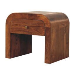 Wyld Haus Kahuku Chestnut Mango Wood Curved Bedside Table With Drawer - thumbnail 3