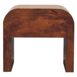 Wyld Haus Kahuku Chestnut Mango Wood Curved Bedside Table With Drawer - thumbnail 7