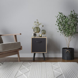 Urbn-Living Urbnliving 50Cm Height Black 1-Drawer Cube Oak Shelving Unit With Scandinavian Black Legs - thumbnail 2