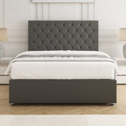 Bsspoke Mia Divan Bed Set Grey Velvet With 24Inch Headboard & 4 Drawers & Memory Foam Spring Mattress In 4Ft6 4Ft 5Ft 6Ft - thumbnail 2