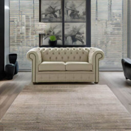 Chesterfield 2 Seater Shelly Ash Leather Sofa Settee Bespoke In Classic Style - thumbnail 2