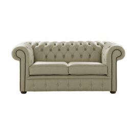 Chesterfield 2 Seater Shelly Ash Leather Sofa Settee Bespoke In Classic Style - thumbnail 1