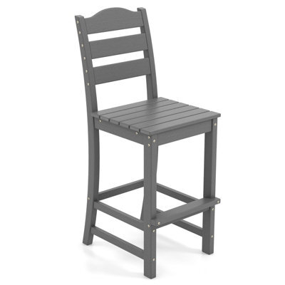Costway Outdoor Hdpe Bar Stool Patio Tall Bar Chair W/ Backrest Footrest All Weather - image 1