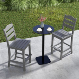 Costway Outdoor Hdpe Bar Stool Patio Tall Bar Chair W/ Backrest Footrest All Weather - thumbnail 5