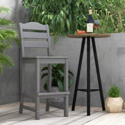 Costway Outdoor Hdpe Bar Stool Patio Tall Bar Chair W/ Backrest Footrest All Weather - thumbnail 4
