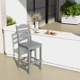 Costway Outdoor Hdpe Bar Stool Patio Tall Bar Chair W/ Backrest Footrest All Weather - thumbnail 3